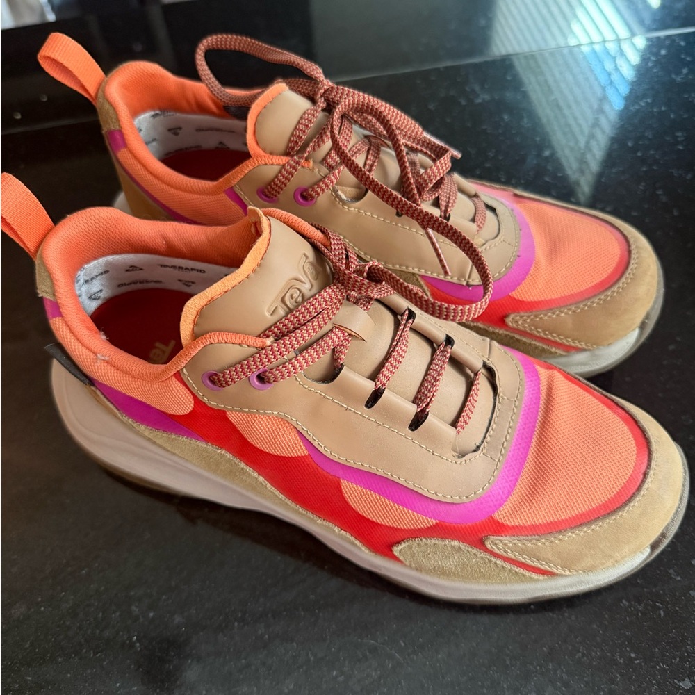 Teva Women’s Geotrecca Waterproof Bootie Low Hiking Shoes - Coral Honey - Picture 3 of 6
